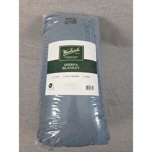 Woolrich Sherpa Blanket Twin Size Dusty Blue Machine Washable Cozy Comfort NEW